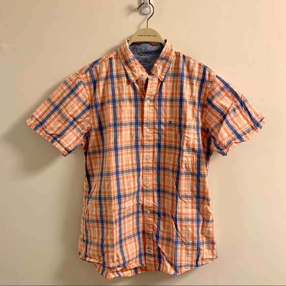Button up short sleeve shirt - orange gingham - Picture 2 of 7